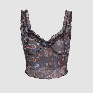 CIDER ruffle mesh top